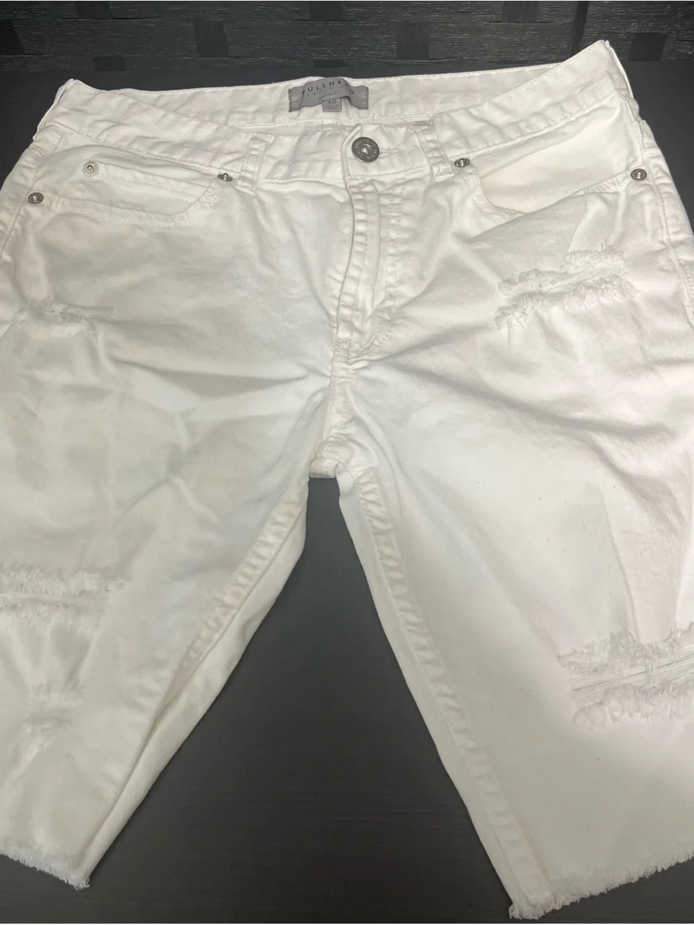 Bullhead Denim Co. Men's Distressed Skinny Shorts Size 30 White.See Pic For Flaw